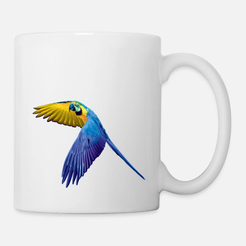 Perroquet jaune bleu perroquet Ara Perroquet en vol - Mug blanc - blanc