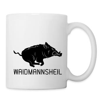 Waidmannsheil Geschenk Jagd Wildschwein Jägersmann - Tasse - Weiß - Rechts