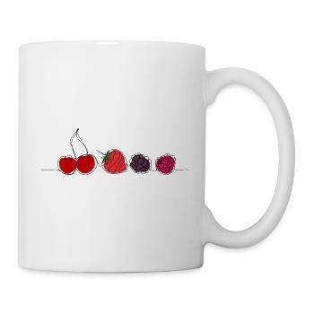 Früchte und Beeren in der Linienkunst - Tasse - Weiß - Rechts