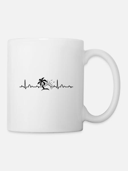 Heartbeat Urlaub Herzschlag Ferien Sonne Palme See - Tasse - Weiß