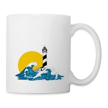 lighthouse wave Menorca - Mug - white - Right