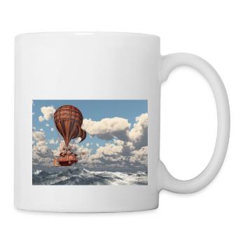 Fantasy hot air balloon over the sea - Mug - white - Right