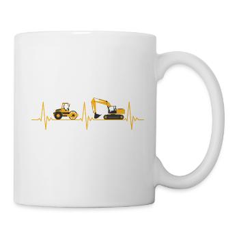 Construction site construction vehicles heartbeat - Mug - white - Right