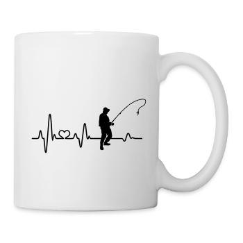 Herzschlag Angler Angelrute angeln Geschenkidee - Tasse - Weiß - Rechts