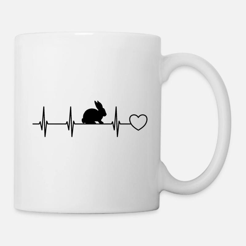 Rabbit Heartbeat ECG Pulse - Mug - white
