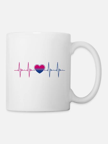 Bisexuell Bi Queer Pride Flag Herzschlag - Tasse - Weiß