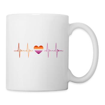 Lesbienne Lesbienne Lesbienne Gay Pride Flag Battement de coeur - Mug blanc - blanc - Droite