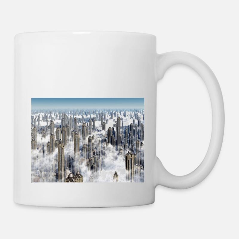 Futuristische Hochhäuser in einer Megastadt - Tasse - Weiß