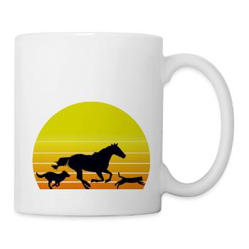 Hund Pferd Katze Sonne - Tasse - Weiß - Rechts