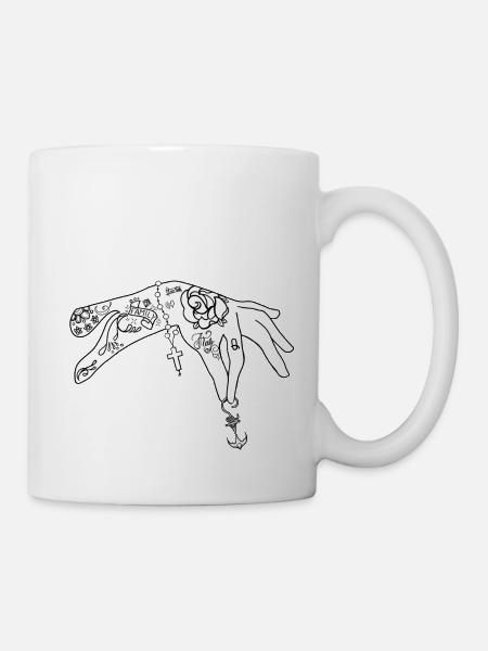 Hand Tattoo Handtattoo - Tasse - Weiß
