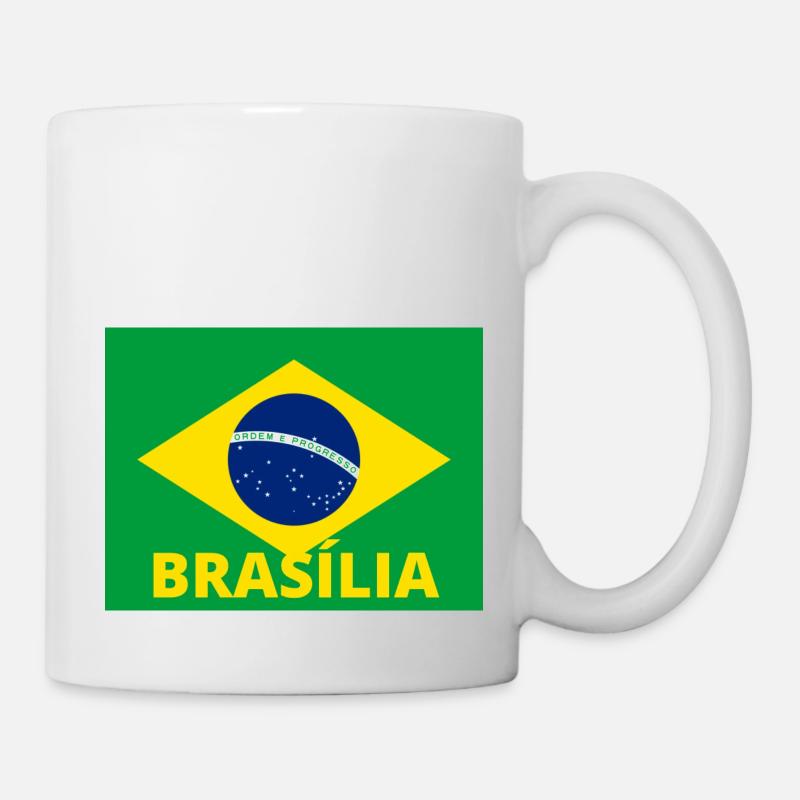 La ville de Brasília en drapeau brésilien - Mug blanc - blanc