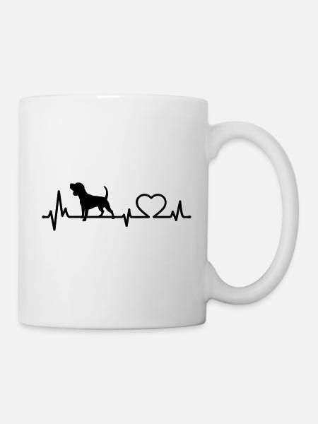 Beagle Herzschlag Hunderasse Hundehalter Geschenk - Tasse - Weiß