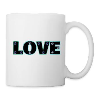 Liebe blaue Katzenpfoten - Tasse - Weiß - Rechts