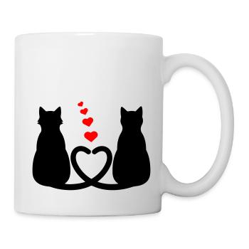 Verliebte Katzen - Tasse - Weiß - Rechts