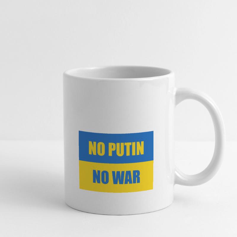 PAS DE POUTINE PAS DE GUERRE - Drapeau de l’Ukraine Mug blanc