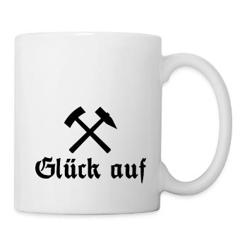 Glück auf - Ruhrpott - Bergbau - Bergwerk - Pott - Tasse - Weiß - Rechts