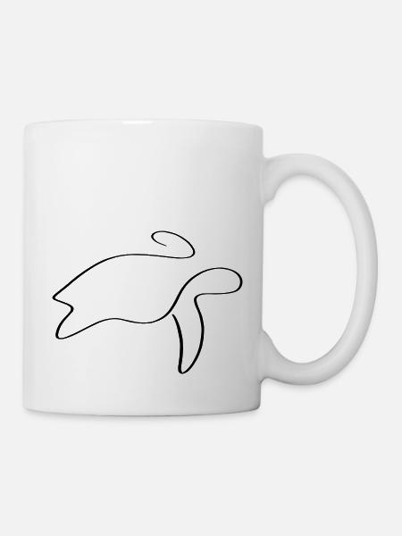 Turtle Line Art - Minimalist - Mug - white