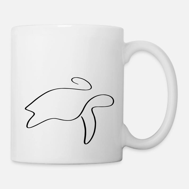 Schildkröte Line Art - Minimalistisch - Tasse - Weiß