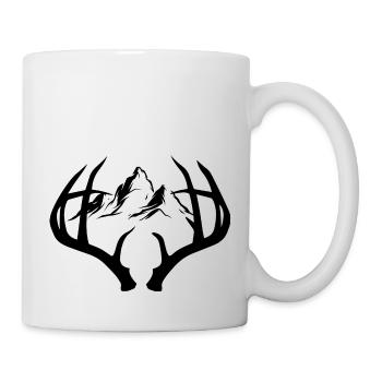 Hirschgeweih Hirsch Wald Natur Berg Motiv - Tasse - Weiß - Rechts