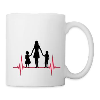 Herzschlag Mama Kinder - Tasse - Weiß - Rechts