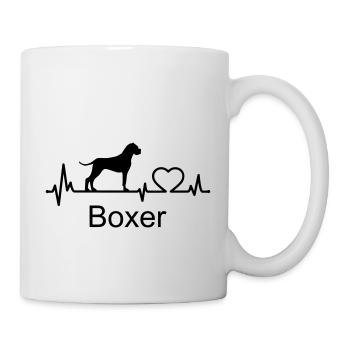 Boxer Hund Herzschlag Hundebesitzer Geschenkidee - Tasse - Weiß - Rechts