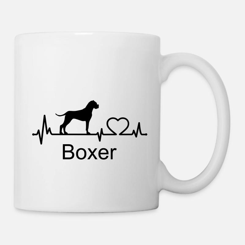 Boxer Hund Herzschlag Hundebesitzer Geschenkidee - Tasse - Weiß