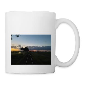 Eisenbahn fährt in den Sonnenuntergang - Tasse - Weiß - Rechts