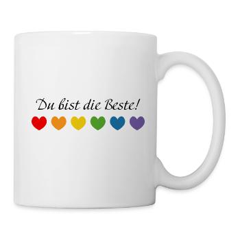Regenbogenherzchen du bist die beste LGBT lgbtqi q - Tasse - Weiß - Rechts