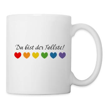 Regenbogenherzchen du bist der tollste - Tasse - Weiß - Rechts