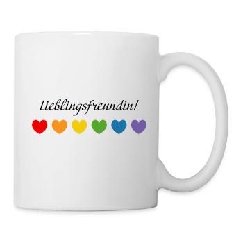 Regenbogenherzchen Lieblingsfreundin - Tasse - Weiß - Rechts