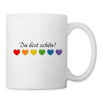 Regenbogenherzchen Du bist schoen - Tasse - Weiß - Rechts