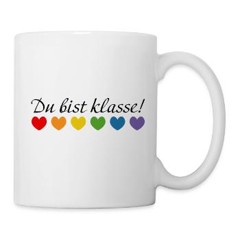 Regenbogenherzchen du bist klasse - Tasse - Weiß - Rechts