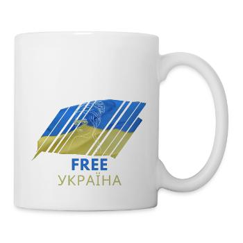 Free Україна T-Shirt Ukraine Flagge Frau Geschenk - Tasse - Weiß - Rechts