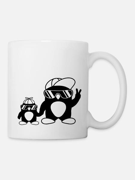 Papa Kind coole Pinguine - Tasse - Weiß