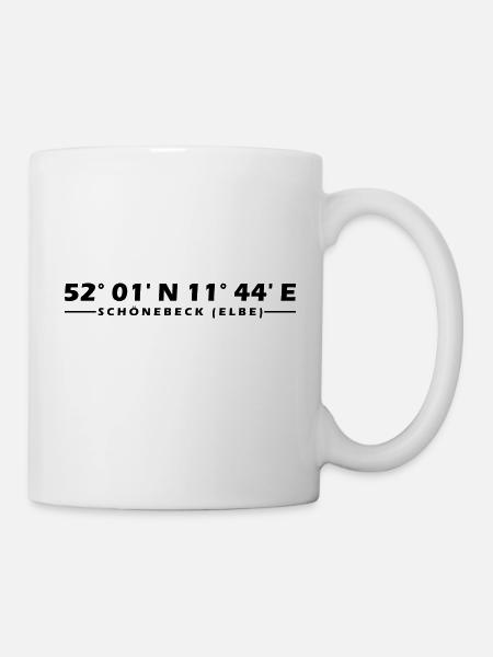 Schönebeck (Elbe) Koordinaten - Tasse - Weiß
