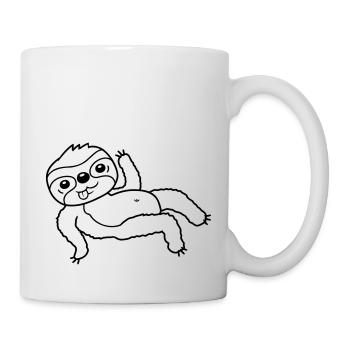 Faultier chillt liegend winkend - Tasse - Weiß - Rechts