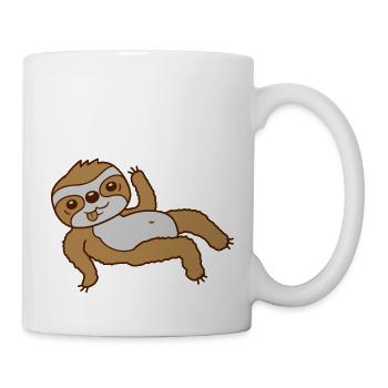 Winkendes Faultier chillt liegend - Tasse - Weiß - Rechts