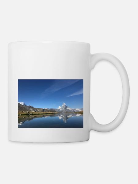 Breithorn and Matterhorn with lake in the background - Mug - white
