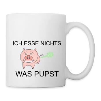 Ich esse nichts was pupst - ich esse keine Tiere - Tasse - Weiß - Rechts