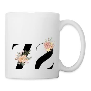72e anniversaire fleuris (Cadeau de 72 ans) - Mug blanc - blanc - Droite