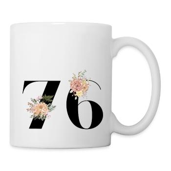 76-jähriges Jubiläum in voller Blüte (Geschenk von 76 Jahren) - Tasse - Weiß - Rechts
