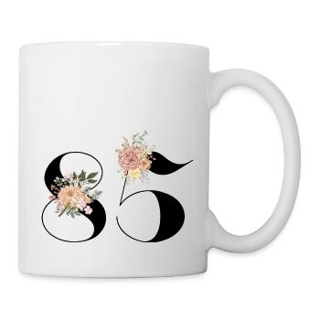 Blumen zum 85-jährigen Jubiläum (Geschenk von 85 Jahren) - Tasse - Weiß - Rechts