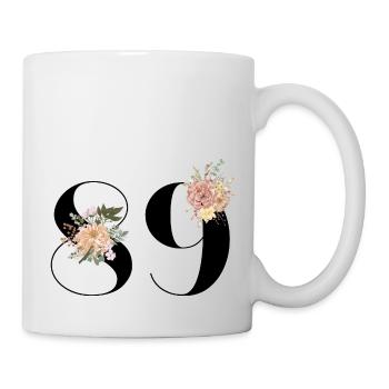 Blumen zum 89-jährigen Jubiläum (Geschenk von 89 Jahren) - Tasse - Weiß - Rechts