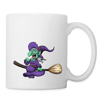 Crazy Laughing Witch On Broom - Mug - white - Right