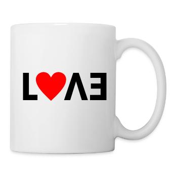 "L❤VE" Abstract design black with red heart - Mug - white - Right