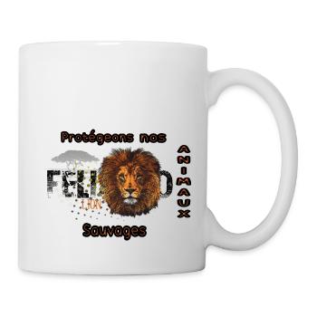 protégeons nos animaux sauvages les lions - Mug blanc - blanc - Droite