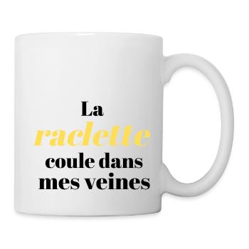 Tee-shirt drôle, La raclette coule dans mes veines - Mug blanc - blanc - Droite