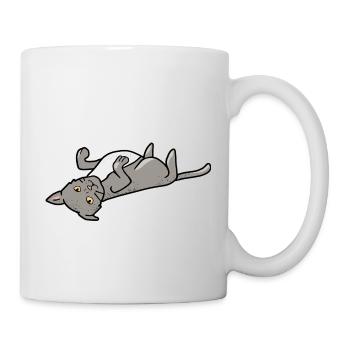 Verspieltes Katzen Motiv für Faulenzer Lazy Katzen - Tasse - Weiß - Rechts