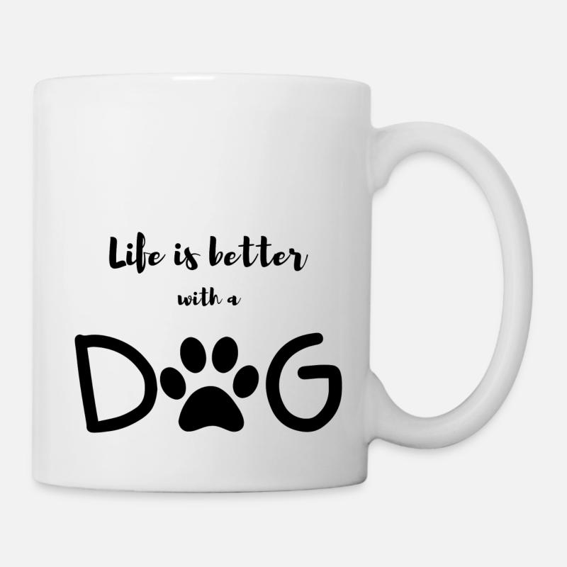 Leben mit Hund - Tasse - Weiß