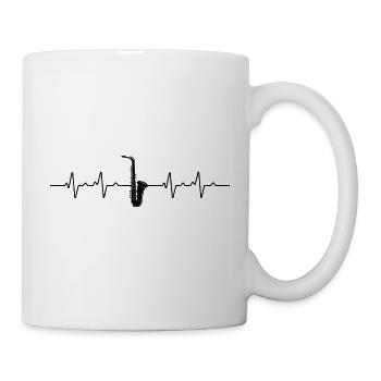 saxophone battement de cœur joueur de saxophone - Mug blanc - blanc - Droite